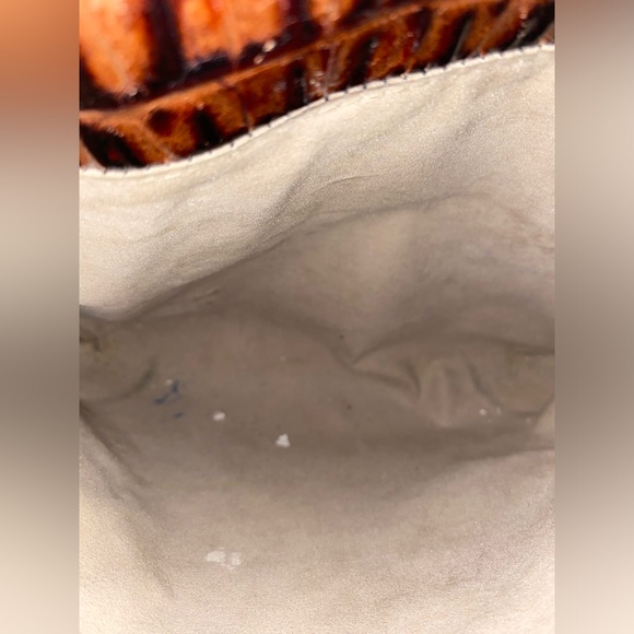 Brahmin Tuscan Shoulder Bag Pecan Croc Black Leather Purse - Picture 10 of 14